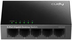 Cudy GS105 5-Port Gigabit Unmanaged Ethernet Switch, Network Hub, Ethernet Splitter, Plug & Play, Fanless Metal Design, Traffic Optimization