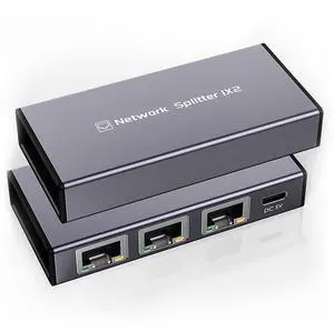 Ethernet Splitter 1 to 2 1000Mbps Internet Splitter RJ45 LAN Port Adapter for 3 Computer Gigabit High Speed for Cat 5/5e/6/7/8 Cable, 2 Devices Networked Simultaneously