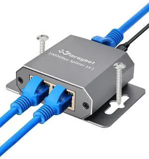 ethernet Splitter 1 to 2 ethernet hub 2 Port,RJ45 Cable Splitter fixable RJ45 Internet Switch Internet Splitter, 1000Mbps for Cat 5/5e/6/7/8 Cable,Can be Fixed to The Wall