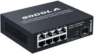 SODOLA 8-Port Unmanaged 2.5G Switch,8 x 2.5GBASE-T Ports,1X10G SFP+,100Gbps Switching Capacity, Fanless, MetalPlug & Play 2.5Gb Network Switch