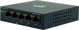 InHand ES220 Unmanaged Switch with One-Click VLAN | 5-Port Gigabit Ethernet Hub with 52W Power Output | Fanless Metal Case for Security Cameras, VoIP Phones & WiFi AP (5-Port Gigabit PoE Switch)