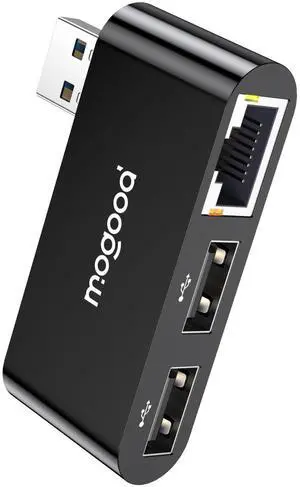MOGOOD USB to Ethernet Adapter, Type A to Gigabit Ethernet LAN Network Adapter, RJ45 1000Mbps Hub with 2 USB Ports, for Laptops, PC, MacBook, Surface 6Pro, XPS, Windows, Linux, MacOS, Etc