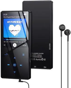 Yottix 64GB MP3 Player with Boosted Bluetooth (no Wi-Fi), Music Player Features HD Speaker, 2.4" Screen, Touch Buttons, Expandable SD Card Slot, Supports FM Radio, Voice Recorder, E-Book, and More