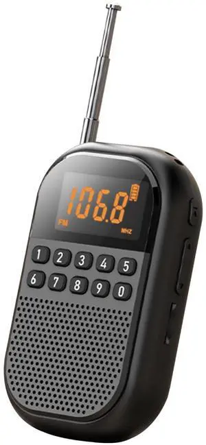 Personal AM FM Portable Radio with Bluetooth Speaker AM FM Pocket Radio Mini Digital Tuning Walkman Rechargeable Support TF Card LED Display Sleep Timer Earphone Jack for Walking Jogging (Black)