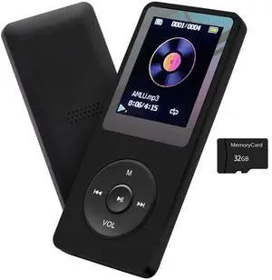 MP3 Player 32GB with Speaker Earphone Portable HiFi Lossless Sound MP3 Mini Music Player Voice Recorder E-Book HD Screen 1.8 inch Black Support up to 128GB MP3 Player 32GB with Speaker Earphone Portable HiFi Lossless Sound MP3 Mini Music Player Voice Recorder E-Book HD Screen 1.8 inch Black Support up to 128GB