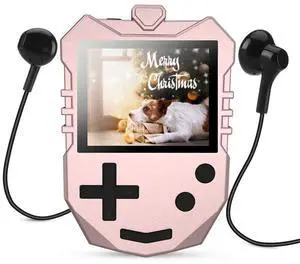 AGPTEK MP3 Player for Kids, Portable 8GB Music Player with Built-in Speaker, FM Radio, Voice Recorder, Expandable Up to 128GB, Rose Gold,K1