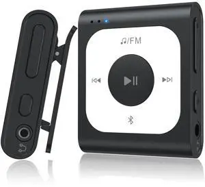 AGPTEK 64GB Clip MP3 Player with Bluetooth, A53PL Portable Music Player with FM Radio, Shuffle, No Phone Needed, for Sports(Black)