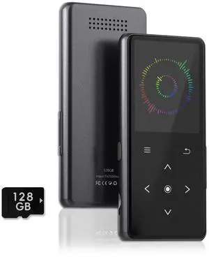128GB MP3 Player with Bluetooth, Portable Music Player with Built-in Speaker, Enjoying Your Digital Music and Audiobooks Anytime,Includes FM Radio,Recorder,E-Book,and Comes with Earphones