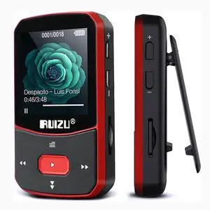 RUIZU 64GB Clip MP3 Player with Bluetooth 5.3, Portable Music Player with Voice Recorder for Sports Running, FM Radio, Pedometer, A-B Repeat, Audio Shuffle Playback, Support 128GB Micro SD Card, Red