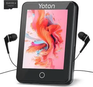 YOTON MP3 Player with Bluetooth 5.2, 80GB Full Touchscreen for Kids, Portable Music Player with Speaker, HiFi Sound, 8H Play Time,Built-in Micro SD Card,Earphones Included, 128GB Expandable