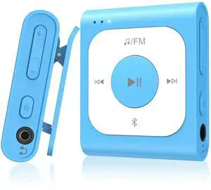 AGPTEK 64GB Clip MP3 Player with Bluetooth, A53PL Portable Music Player with FM Radio, Shuffle, No Phone Needed, for Sports (Blue)