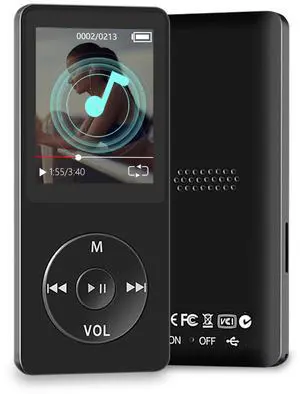 Bluetooth MP3 Music Player with 64GB TF Card, Mini Portable MP3 Players with Speaker and Earbuds, Supports Alarm Clock, FM Radio, Recording Function, Up to 128GB Memory Storage