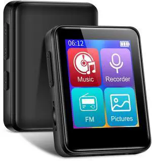 MP3 Music Player, 1.8 inch Screen Portable HiFi MP3 Player Expandable to 512GB, with Bluetooth, FM Radio, Recorder, Photo, Black with 64GB TF Card