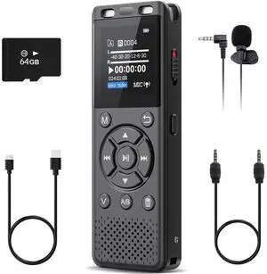 Tonfarb 64GB Digital Voice Recorder with Playback,Audio Recording Device for Lectures Meeting/Classes/Interviews,Tape Recorder with Voice Activated,Password,Noise Reduction,A-B Repeat,MP3 Player Etc
