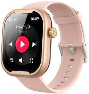 AGPTEK MP3 Player with Bluetooth, Watch MP3 Player with Watch Band for Running Climbing Hiking Cycling Jogging Yoga, Pink