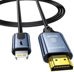 biaze Lightning to HDMI Cable [6ft] 1080P HD Screen Mirroring Adapter with Charging Port - PVC Coated - Compatible with iPhone 14/13/12 Series, iPad Pro/Air/Mini, TV/Monitor (Lightning to HDMI)