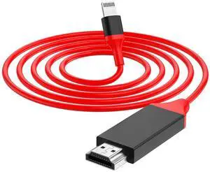 [Apple MFi Certified] Lightning to HDMI Adapter for iPhone,1080P Sync Screen Lightning Digital AV Adapter HDTV Cord Compatible with iPhone/iPad to TV Projector Monitor No Need Power Supply-6.6ft/Red