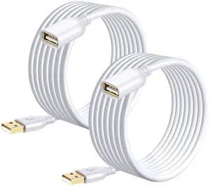 Costyle USB Extension Cable White 15ft, 2 Pack USB 2.0 Extender Cable Type A Male to A Female Extension Cable Long USB Extension Cord for Mouse, Keyboard, Flash Drive, Camera,Printer-White