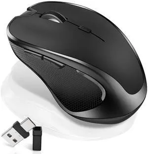 Mouse for MacBook Wireless Bluetooth Mouse Laptop MacBook Air Mac Pro Rechargeable Silent PC iPad Optical Mouse with Jiggler Dual Mode Switch Bluetooth 5.2/3.0 and 2.4GHz USB Type-C Receiver Black