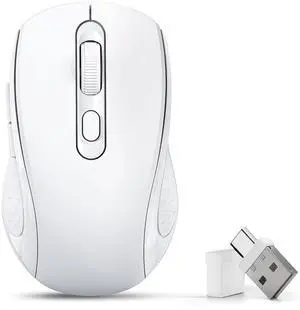 ZVYUE Wireless Bluetooth Mouse for MacBook Air Pro, iPad, PC, Laptop - Silent, Dual Mode Switch, Bluetooth 5.2/3.0 and 2.4GHz USB Type-C Receiver (White)