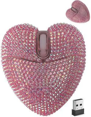 Wireless Bluetooth Mouse Cute Pink Love Heart Shinning Led Light Silent Portable Lightweight USB Optical Cordless Dual Mode Mice for PC Laptop Computer Tablet Mac MacBook Pro Kids Girls Women Gift