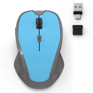 Azmall Bluetooth Wireless Computer Mouse, 2.4G Rechargeable Small Ergonomic Optical Mouse Jiggler for Office/Home with Forward/Back Buttons & USB-C/USB-A for Laptop, Desktop, PC, Mac, MacBook - Blue Azmall Bluetooth Wireless Computer Mouse, 2.4G Rechargeable Small Ergonomic Optical Mouse Jiggler for Office/Home with Forward/Back Buttons & USB-C/USB-A for Laptop, Desktop, PC, Mac, MacBook - Blue