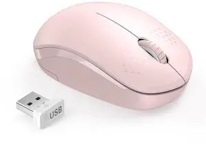seenda Wireless Mouse, 2.4G Noiseless Mouse with USB Receiver Portable Computer Mice for PC, Tablet, Laptop, Notebook with Windows System - Pink