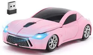 Wireless Mouse Cute Sport Pink Car Mice,Small Portable Lightweight Optical Cool Girly Mice, Fun Home Office School Gift for Boy Girl Men Women Kids Mom Dad,USB Mouse for PC Laptop Computer MacBook