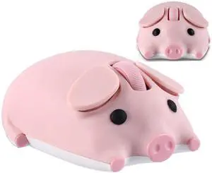 Wireless Mouse Pink Cute Pig Design Bluetooth Dual Mode Portable Compact Lightweight Silent Optical Kawaii Mice for PC Laptop Computer Tablet Macbook Pro/Air Kids Girls Student Home School Office Gift