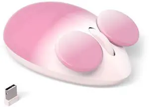 UBOTIE Bluetooth Wireless Optical Mouse, Portable Wireress Bluetooth and USB Nano Connection Cute Rat Shape Colorful Gift Computer Mouse for Laptop PC Tablet Smart Phones(B-Pink)