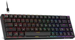 KOORUI 60% Mechanical Gaming Keyboard, Mixed Colors LED Backlit Ultra-Compact 68 Keys, Mini Wired Keyboard with Blue Switch for Windows Laptop PC/Mac OS/Xbox