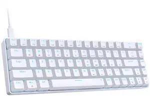 DIERYA T68SE 60% Gaming Mechanical Keyboard,Ultra Compact Mini 68 Key with Blue Switches Wired Keyboard,Anti-Ghosting Keys, for Windows Laptops and PC Gamers,White