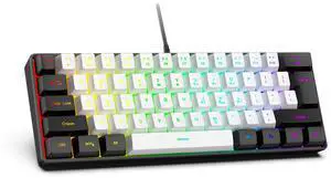 61-Key Compact RGB Gaming Keyboard  60% Layout, USB-A & Type-C Compatible, Ergonomic Membrane Keys, 8-Color Backlight, Plug & Play for PC/Laptop (Windows 10/8/7)