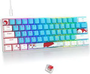 Fogruaden 60 Percent Keyboard Mechanical, Gaming Keyboard 60 Percent, RGB Backlit, Mini Wired 60% Keyboard with Red Switch for Win/Mac PC Laptop (Blue, Red Switch)