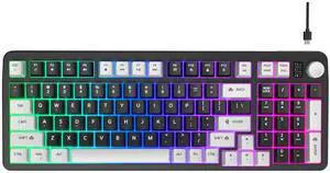 Hofotek 96% Wired Gaming Keyboard,Creamy Membrane Quiet Silent Keyboard with Number Pad & Volume Knob,Light Up Computer USB Teclado for PC Desktop Games Office