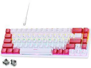 abucow 60% Wired Mechanical Keyboard  68-Key Compact Layout, Full Anti-Ghosting, Brown Switch Swappable Red White Keycaps, for Windows/Mac