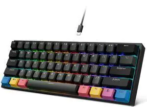 OHY XVX 60% Hot-Swappable Mechanical Keyboard, RGB Backlit Wired Gaming Keyboard with PBT Keycaps & Pre-Lubed Linear Switches, Compact 61 Keys for PC/Mac (Black)