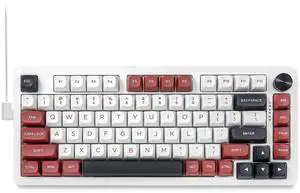 E-YOOSO 75% Wired Mechanical Gaming Keyboard, Creamy Sound, Hot Swappable Pre-lubed Linear Switches, Gasket Structure, Knob Control, RGB Backlit, Compact Custom for PC, White/Red