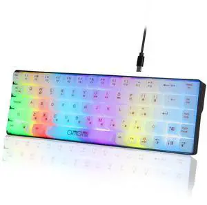 CHONCHOW Mini 60% Gaming Keyboard, Rainbow RGB Backlit 68 Keys Small Compact Keyboard, Transparent USB Wired Gaming Keyboards for Windows Laptop PC Mac Xbox PS4 PS5 Gamer CHONCHOW Mini 60% Gaming Keyboard, Rainbow RGB Backlit 68 Keys Small Compact Keyboard, Transparent USB Wired Gaming Keyboards for Windows Laptop PC Mac Xbox PS4 PS5 Gamer