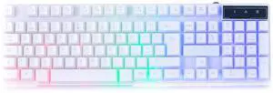 Orzly White Gaming Keyboard RGB USB Wired Rainbow Keyboard Designed for PC Gamers, PS4, PS5, Laptop, Xbox, Nintendo Switch, RX-250 Hornet Edition