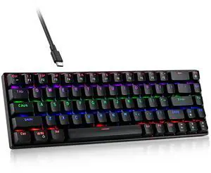 RaceGT Wired Mechanical Gaming Keyboard - 67 Keys Ultra-Compact Mini Keyboard, Wired USB Keyboards, Multi Color RGB Illuminated LED Backlit for PC Gamer Computer Desktop (Black)