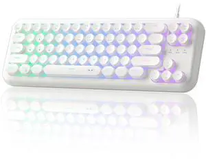 MageGee Typewriter Style 60 Percent Keyboard, Life Waterproof Gaming Keyboard with RGB Backlit Small Compact Portable 60% Keyboards (Milky White)