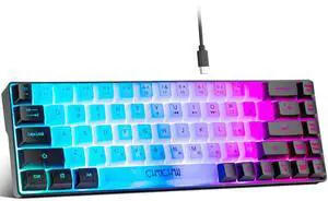CHONCHOW Mini RGB 60% Gaming Keyboard, 68 Keys Small Compact USB Wired Rainbow Light Up Backlit Gaming Keyboard for Xbox PS4 PS5 PC Laptop Gamer(White-Black)