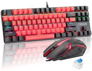 CHONCHOW Mechanical Gaming Keyboard and Mouse Combo, LED Backlit, Blue Switch, 87 Keys TKL, Hot Swappable Mechanical Keyboard, RGB Mouse 1200-4200 DPI for Ps4 Xbox PC Laptop Mac Windows