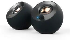 Creative Pebble V2 - Minimalistic 2.0 USB-C Powered Desktop Speakers, 3.5 mm AUX-in, Up to 8W RMS Power for Computers and Laptops, Type-A Adapter Included and Extended Cable (Black)