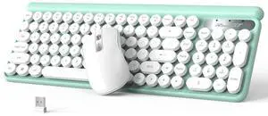 RaceGT Wireless Typewriter Keyboard and Mouse - Wireless Keyboard with Silent Mouse, Cute Retro Keyboard Mouse Combo, 2.4G Cordless USB Computer Keyboard Mouse Set for Windows Laptop/Desktop/PC