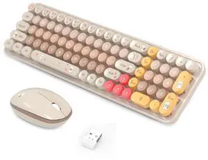 Keyboard Mouse Wireless, Slim Compact Silent 2.4G Cute 84 Keys Keyboard for PC, Notebook, MacBook, Tablet, Laptop, Windows System Coffee Keyboard Mouse Wireless, Slim Compact Silent 2.4G Cute 84 Keys Keyboard for PC, Notebook, MacBook, Tablet, Laptop, Windows System Coffee