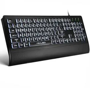 MIKUSO Large Print Backlit Computer Keyboards with Cover, Wired Keyboard White LED Illuminated, Wrist Rest,Numeric Keypad,Big Key USB Corded 104 Full Size.Easy to Read Type for Laptop, PC, Desktop MIKUSO Large Print Backlit Computer Keyboards with Cover, Wired Keyboard White LED Illuminated, Wrist Rest,Numeric Keypad,Big Key USB Corded 104 Full Size.Easy to Read Type for Laptop, PC, Desktop