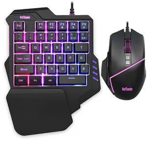 RedThunder One-Handed RGB Gaming Keyboard and Mouse Combo, 35 Keys Mini Gaming Keypad, 6400 DPI Mouse, Portable Game Controller for PC Gamer