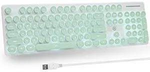 iTastatur Typewriter Keyboard 104-key Punk Gaming Retro Keyboard LED White Backlit Cute Keyboard with Wired USB Suitable for PC/Win/Mac/Laptop Computer KeyboardGreen